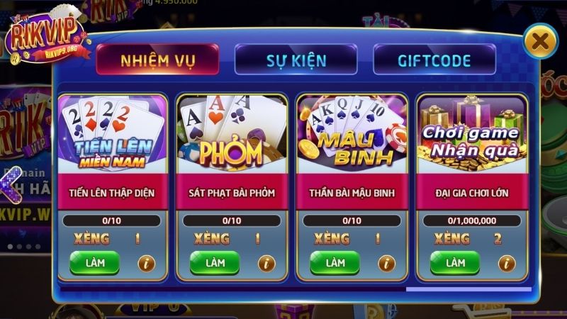 Các chương trình khuyến mãi Rikvip đang triển khai