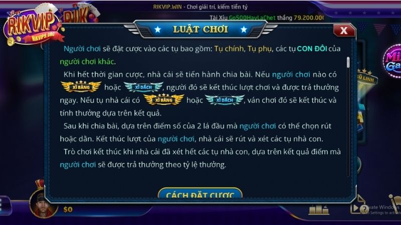 Hướng dẫn cách chơi Xì Dách Rikvip cho người mới
