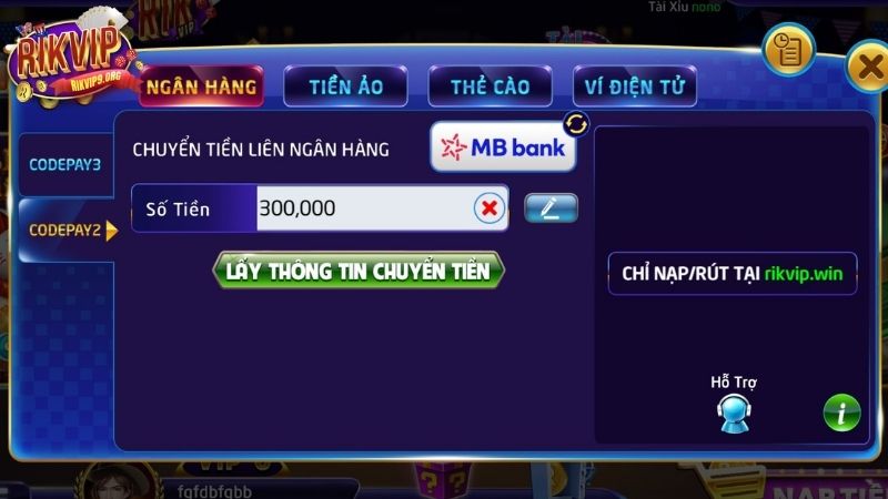Nạp tiền Rikvip qua ngân hàng