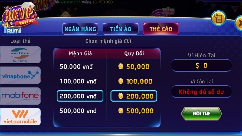 Rút thưởng bằng thẻ cào