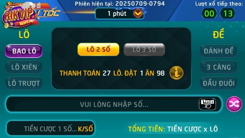 Tổng hợp các loại lô đề siêu tốc Rikvip hot hit